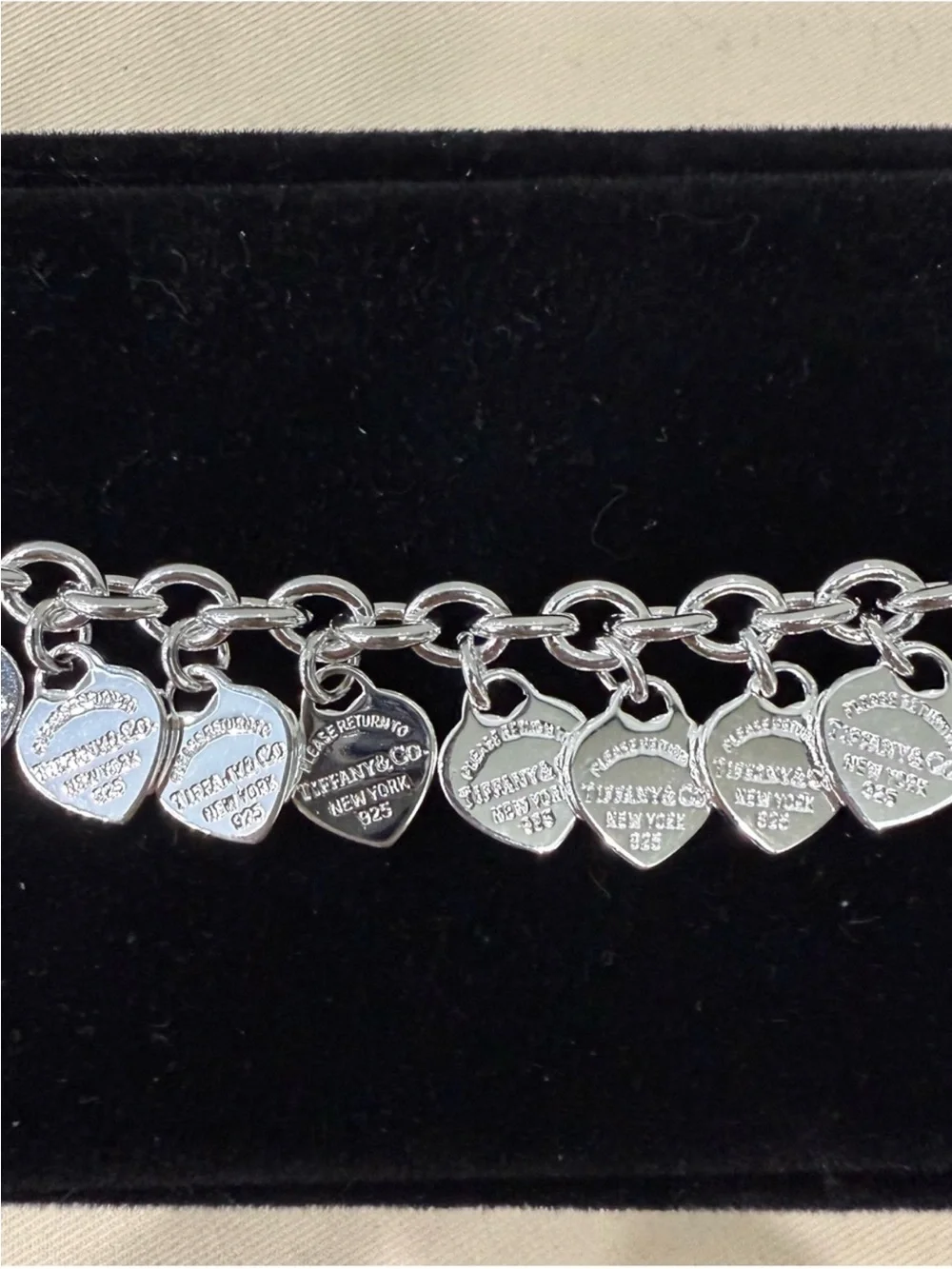 Tiffany & Co. Sterling Silver Heart Charm Bracelet in Tiffany Blue